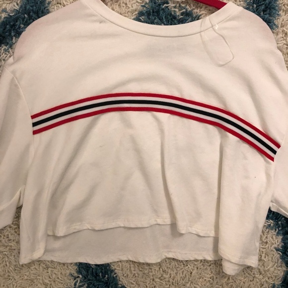 Ruby and Jenna White and red stripe crop top small - Picture 2 of 2